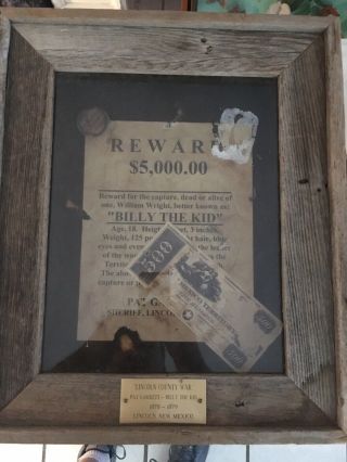 Authentic? Billy The Kid Wanted Poster In Shadow Box From Lincoln County N.  M.