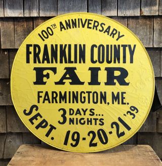 Incredible 1939 Franklin County Fair Farmington Me Advertising Spare Tire Cover