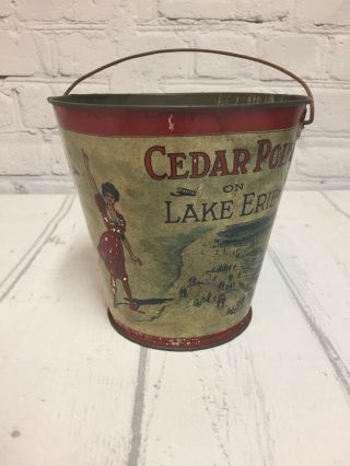 Antique Vintage Very Rare Cedar Point Breakers Sand Pail Bucket Early 1900 