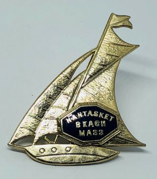 Vintage 1940’s Nantasket Beach Massachusetts Souvenir Sailboat Lapel Pin Sailing
