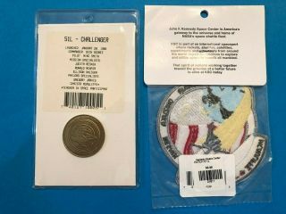 1986 Space Shuttle Challenger 51 - L Bronze Coin and Souvenir Patch 2