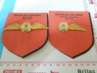 Western Australia Police Air Wing Pilot & Observer Wings & Very Rare