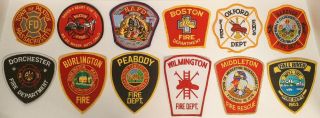 Set Of 12 Massachusetts Fire Department Patches Never Worn Or Sewn