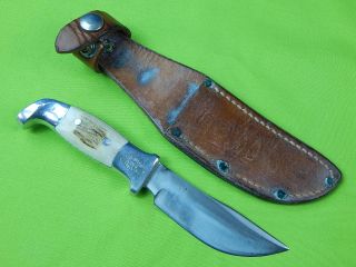 1962 - 83 Us Custom Handmade R.  H.  Ruana Model 13a " M " Stamped Hunting Knife Sheath