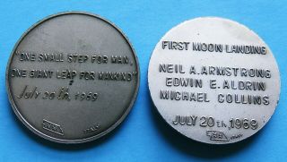 NASA COIN /MEDALLION PAIR vtg APOLLO 11 ARMSTRONG Aldrin Collins MOON Landing 1 