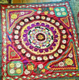 Hand Stitched Needlepoint Vintage Wall Hanging,  Tapestry,  Persian Throw Suzani