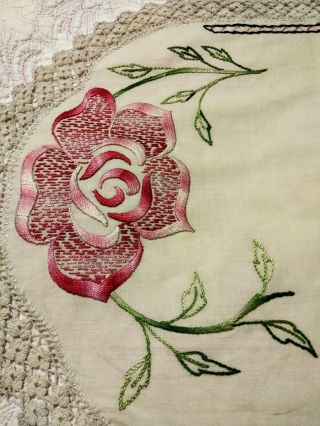 Gorgeous Silk Society Embroidered Table Runner On Heavy Cotton 45 By 18 Inches