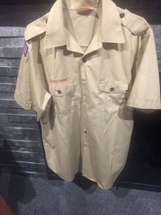 Boy Scout Bsa Uniform Shirt Mens Extra Large Xl Short Sleeve Tan 8