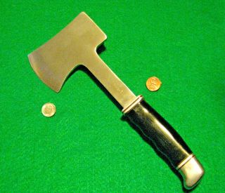 Vtg Sheath Hunt Blade BUCK Usa SAFETY Hatchet Axe 1960s Knife 106 Orig fold case 3