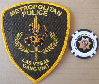 Las Vegas Metropolitan Police Gang Unit Patch & Lvmpd Poker Coin/chip