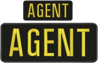 Agent Embroidery Patch 4x10 And 2x5 Hook On Back Black Yellow