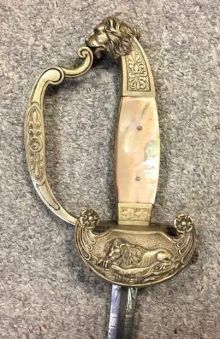 German Bavarian 19 Century Court Degen Lion Head Type Sword,  Nr