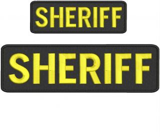 " Sheriff " Embroidery Patch 3x10 And 2x6 Inches Hook Gold