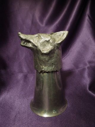 Fine English Pewter Fox Head Stirrup Cup Made In England For Smyth