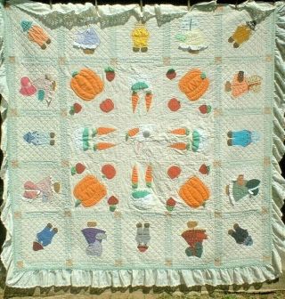 - Sweet Custom Quilted Sunbonnet Sue Overall Sam Applique Quilt Wowww