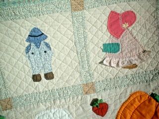 - SWEET CUSTOM QUILTED SUNBONNET SUE OVERALL SAM APPLIQUE QUILT WOWWW 3