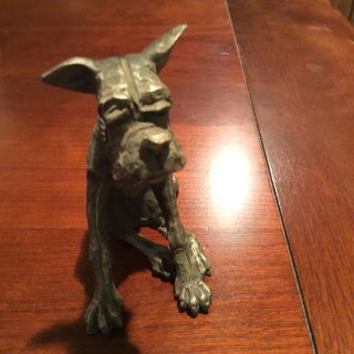 Antique Vintage Pewter Paperweight Great Dane Dog Figurine