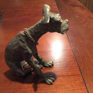 Antique Vintage Pewter Paperweight Great Dane Dog Figurine 3