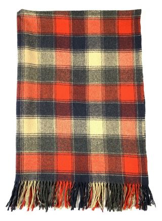 Vintage Pendleton 100 Virgin Wool Plaid Blanket Throw 70 " X 52 " Fringe