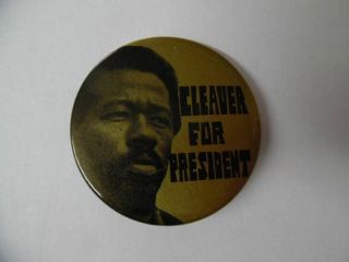 1968 Eldridge Cleaver For President Campaign Pinback Button Black Panther Party