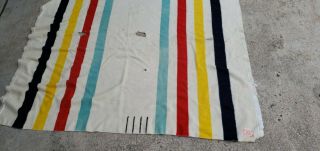 Antique Vintage Hudson’s Hudson Bay Company 2 Point Blanket 4 Stripes 100 Wool