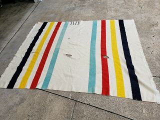 Antique Vintage Hudson’s Hudson Bay Company 2 point blanket 4 stripes 100 wool 3