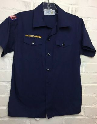 Euc Boy Scouts Of America Boy Size M Cub Scout Navy Blue Button Down Shirt