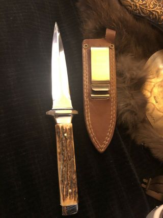 Vintage Kershaw Sambar Stag Dag Knife 2258 With Sheath,  - Rare Bird 6