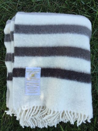 Vtg Hudson’s Bay Caribou Millennium Throw Striped Blanket 100 Wool England - Made