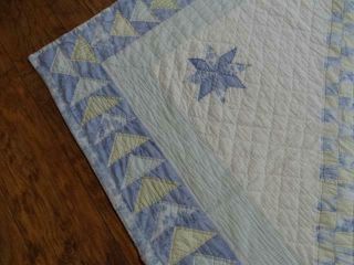 EXQUISITE VINTAGE BETHLEHEM COUNTRY BARN STAR POSTAGE STAMP BLUE YELLOW QUILT 8