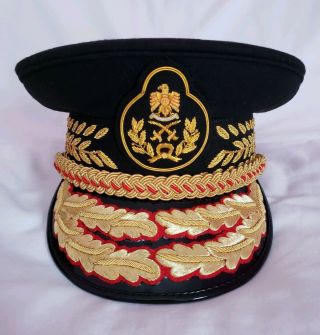 Colonel Gaddafi Military Army General Officers All Black Parade Visor Hat Cap