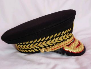 Colonel Gaddafi Military Army General Officers All Black Parade Visor Hat Cap 5