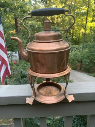 Joseph Heinrichs Copper And Brass Teapot And Stand