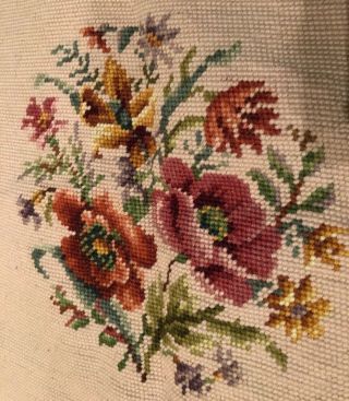 Vintage Set Of 6 Handmade Needlepoint Tapestries Tan Circle Dusty Pink Flowers 7
