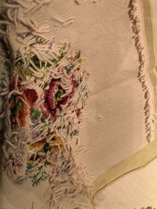 Vintage Set Of 6 Handmade Needlepoint Tapestries Tan Circle Dusty Pink Flowers 8