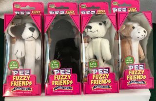 Pez Fuzzy Friends Set Of 4 Clip On Key Chain Candy Dispensers