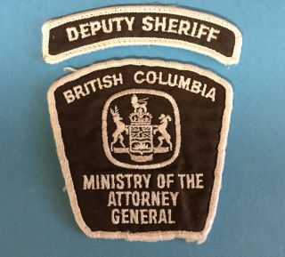 Rare 1970`s British Columbia Attorney General Deputy Sheriff Uniform Patches A