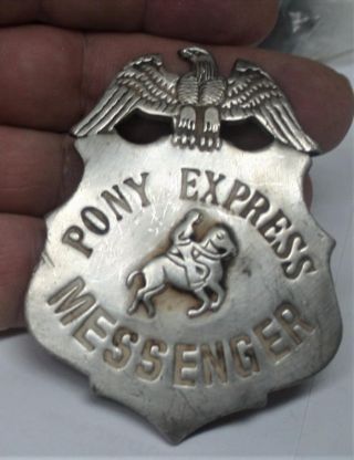 Large Pony Express Messenger Shield Badge Eagle Reproduced