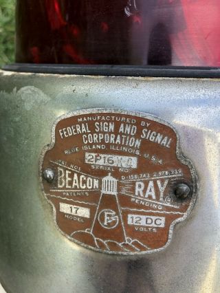 12V Vintage Federal Sign & Signal Beacon Ray Light Model 17 Ambulance 3