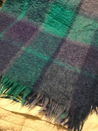 Avoca Made In Ireland Mohair Wool Blend Blanket Throw Blue Purple Aqua Lovely 6