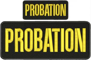 Probation Embroidery Patches 4x10 And 2x5 Hook Gold