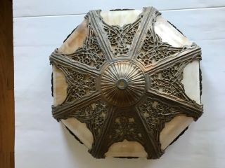 Antique Edward Miller Art Nouveau Slag Glass Table Lamp 5