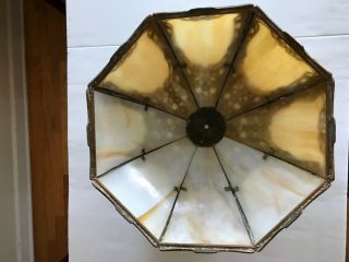 Antique Edward Miller Art Nouveau Slag Glass Table Lamp 6