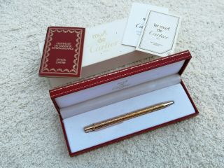 Cartier Must 2 Ii Gold Godron Ballpoint Pen -