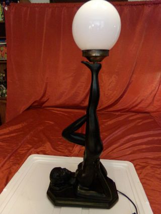 Vintage Art - Deco Nouveau Nude Woman Table Lamp 27 " X 11 " Glass Globe