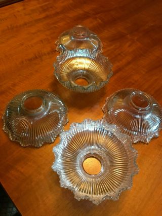 5 Matching 7 " Ruffled Holophane Shades,  2 1/4 " Fit. ,  2 Read Wellington,  S/h