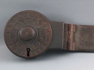 RARE HUGE 19thC Antique 1850 E&J Kershaw BOSTON Iron Jail Cell Lock 4