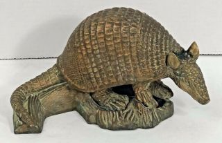 Vintage Brass Armadillo Large Figurine Statue Paperweight Farm House 5 " X 8.  5 "