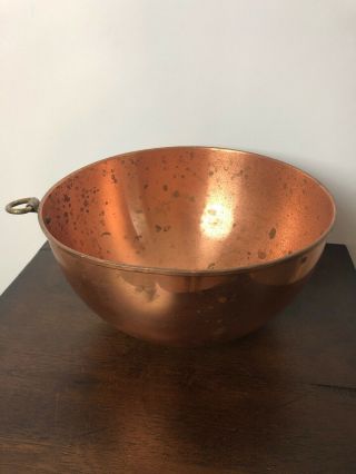 Vintage Heavy Solid Copper Mixing Bowl 8” Diameter 4 1/4” Tall