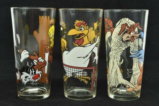 Warner Bros Pepsi 1976 Looney Tunes Sylvester,  Foghorn,  Coyote Set Of 3 Glass